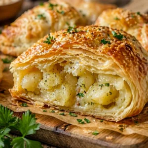 potato filled pastry with crispy golden crust and creamy filling, easy savory snack recipe