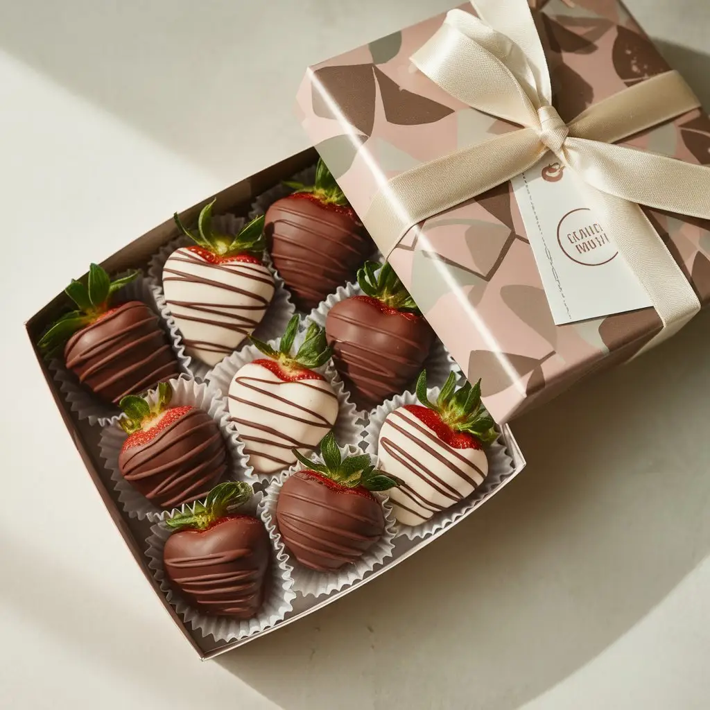 gift-box-of-dubai-chocolate-strawberries Dubai chocolate strawberries packed in a gift box with decorative liners and ribbon
