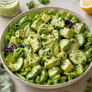Green goddess salad has a way of making simple ingredients feel incredibly fresh and satisfying. The secret is not exotic or complicated. It is about balancing creamy, herbaceous flavors with crisp textures that keep every bite interesting. Perfect for meal prep enthusiasts, busy families, or anyone who wants to eat more vegetables without sacrificing flavor. The dressing alone has become a staple in my kitchen. Use it on grain bowls, as a sandwich spread, or a dip for raw vegetables.