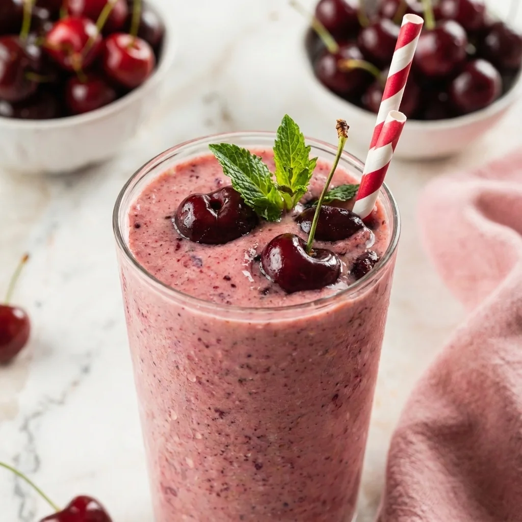 Healthy Cherry Smoothie (3 Ingredients & Ready in 5 Min)