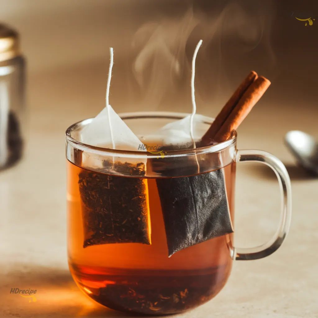 black-tea-brewing-in-cup Black tea brewing in pot for frothy vanilla cinnamon milk tea
