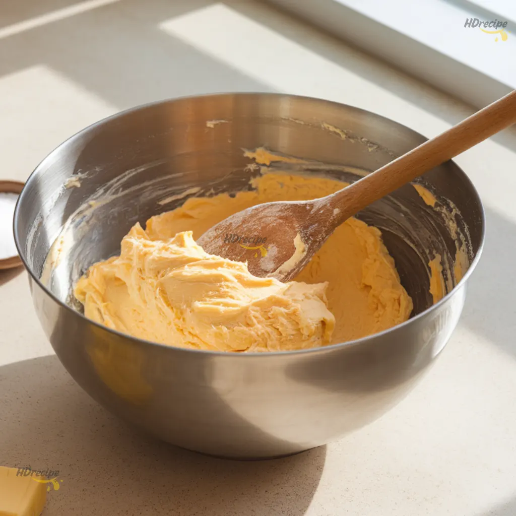 creaming-butter-and-sugar-apple-snickerdoodles Creamed butter and sugar in mixing bowl.