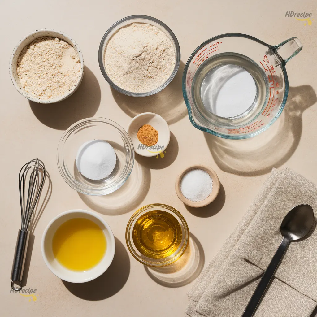 gluten-free-bagel-ingredients-flat-lay New York Style Gluten Free Bagel ingredients arranged.