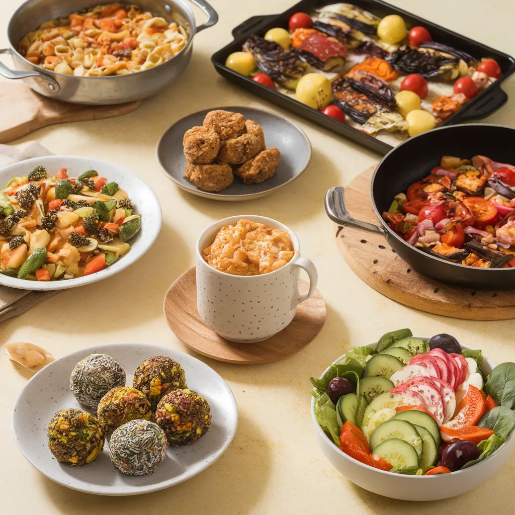 Fast and easy recipes including one-pot pasta, sheet pan dinners, quick stir-fry, and no-bake treats perfect for busy weeknight meals and simple cooking.