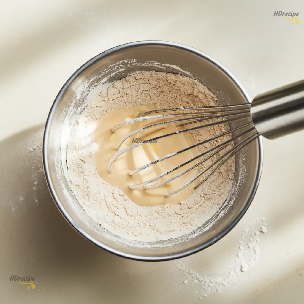 Cream being stirred into thick and creamy Crockpot chicken corn chowder.