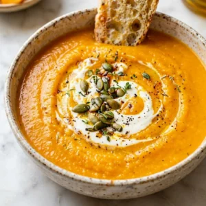 butternut squash sweet potato soup with creamy texture and warm flavor, healthy comforting meal