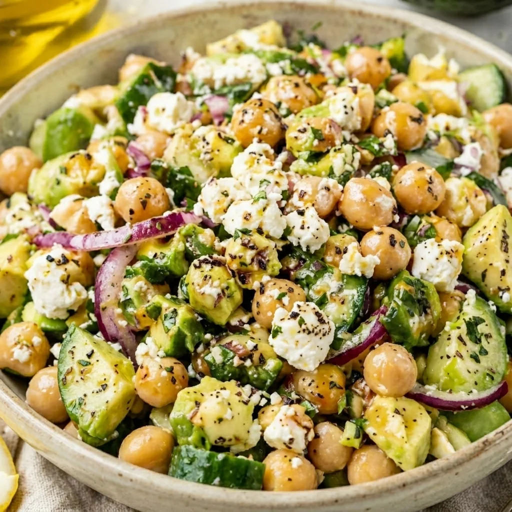Chickpea Feta Avocado Salad (Ready in 15 Minutes!)