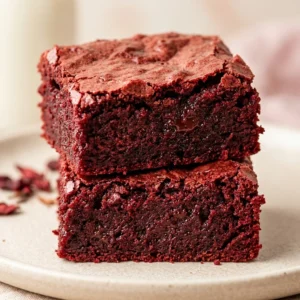 fudgy red velvet brownies with soft center and deep flavor, easy homemade treat