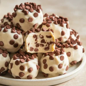 Frozen peanut butter yogurt bites with chocolate chips