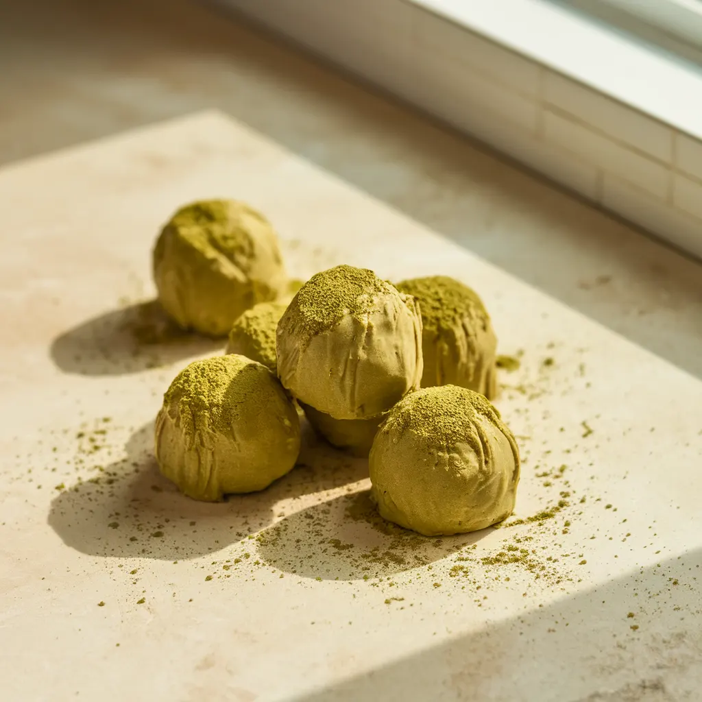 Matcha cookie protein bites ready to eat
