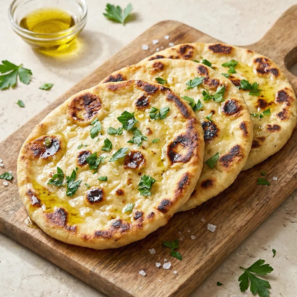 cottage-cheese-flatbread-close-up Torn cottage cheese flatbread showing soft interior and crispy edges