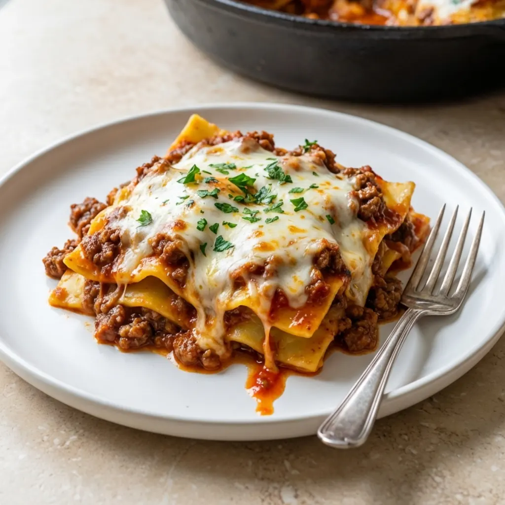 dumpling-lasagna-serving-spoon Serving spoon lifting dumpling lasagna