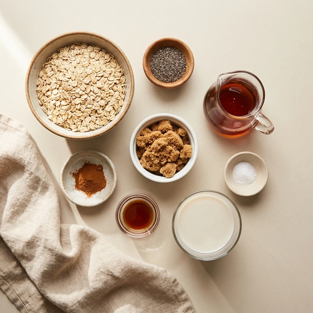 maple-brown-sugar-overnight-oats-ingredients ingredients for maple brown sugar overnight oats