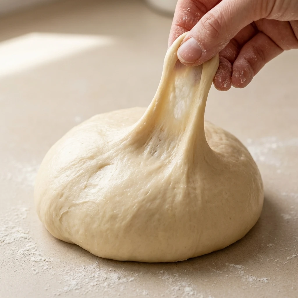 nutella-bombs-smooth-kneaded-brioche-dough-texture Smooth elastic brioche dough for Nutella bombs showing soft texture and gluten development