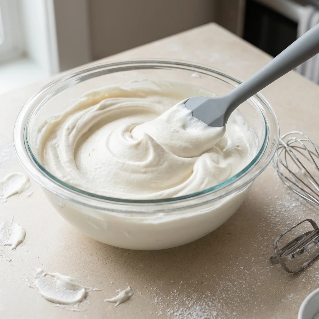 vegan-tiramisu-cream-mixture-whipped fluffy vegan tiramisu cream mixture made with whipped cream and cream cheese smooth